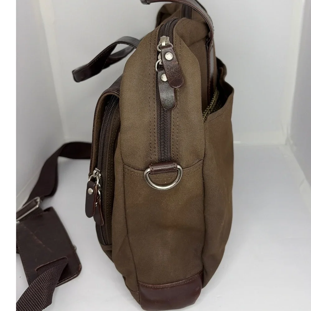 Cutter & Buck Canvas Leather‎ Briefcase Messenger Bag Brown 9850-08CC Mens